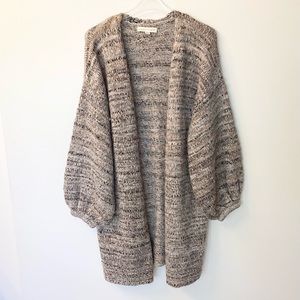 Lovestitch Cozy Up Melange Long Chunky Knit Wool Blend Open Cardigan - S/M
